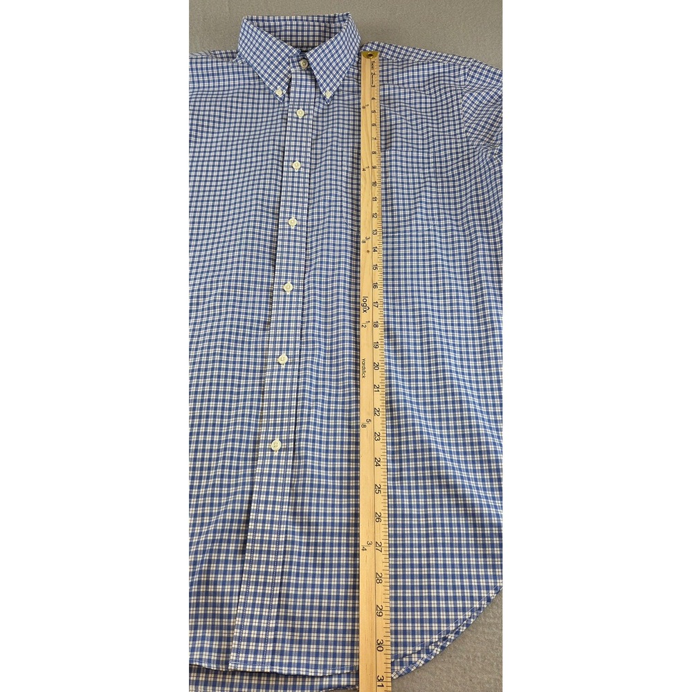Lauren Ralph Lauren Mens 17 34/35 Classic Fit Non Iron Blue Gingham Dress Shirt - Picture 4 of 12
